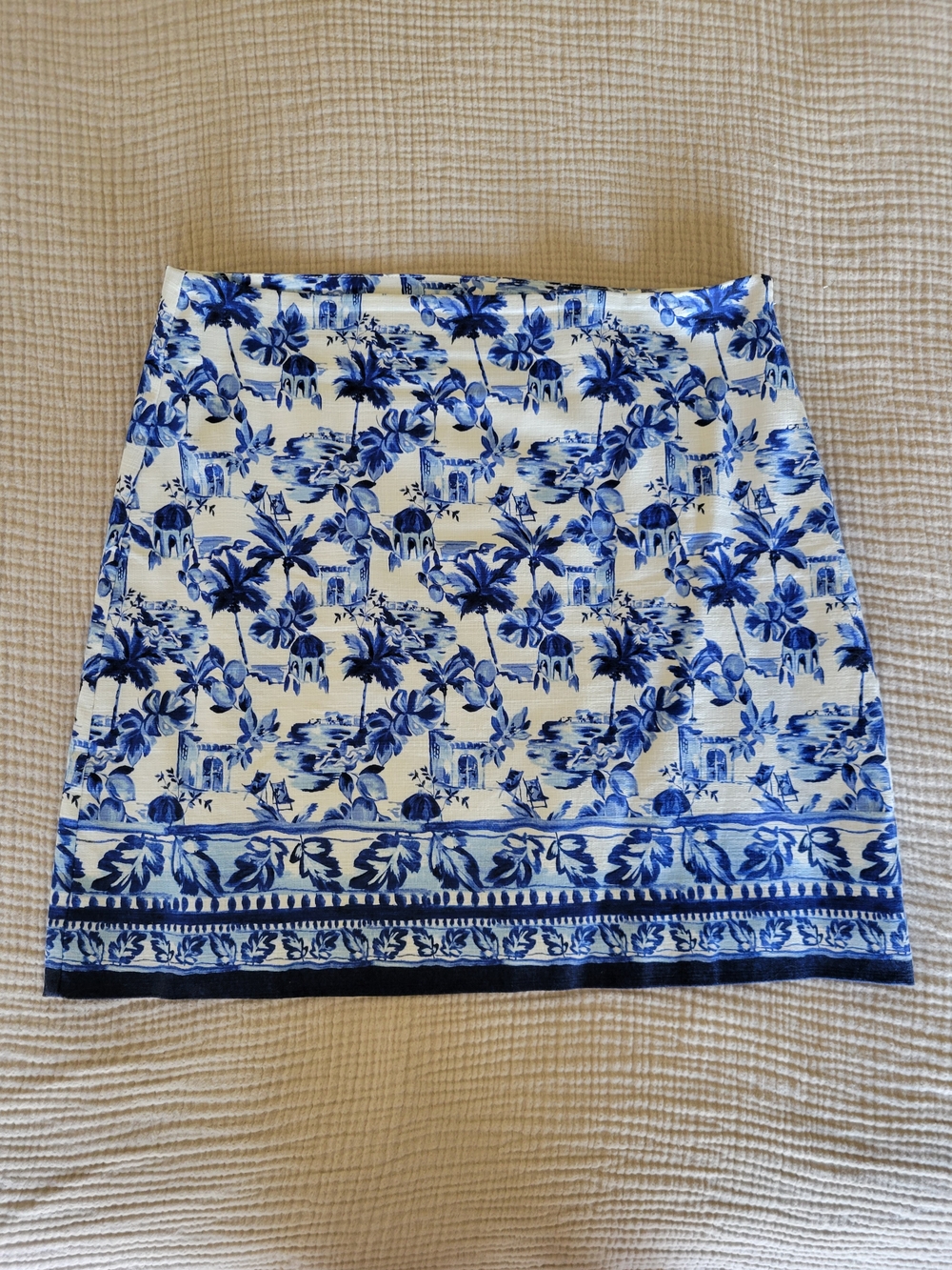 LOFT Blue & White Toile Scenic Print Cotton Mini Skirt Size 6
